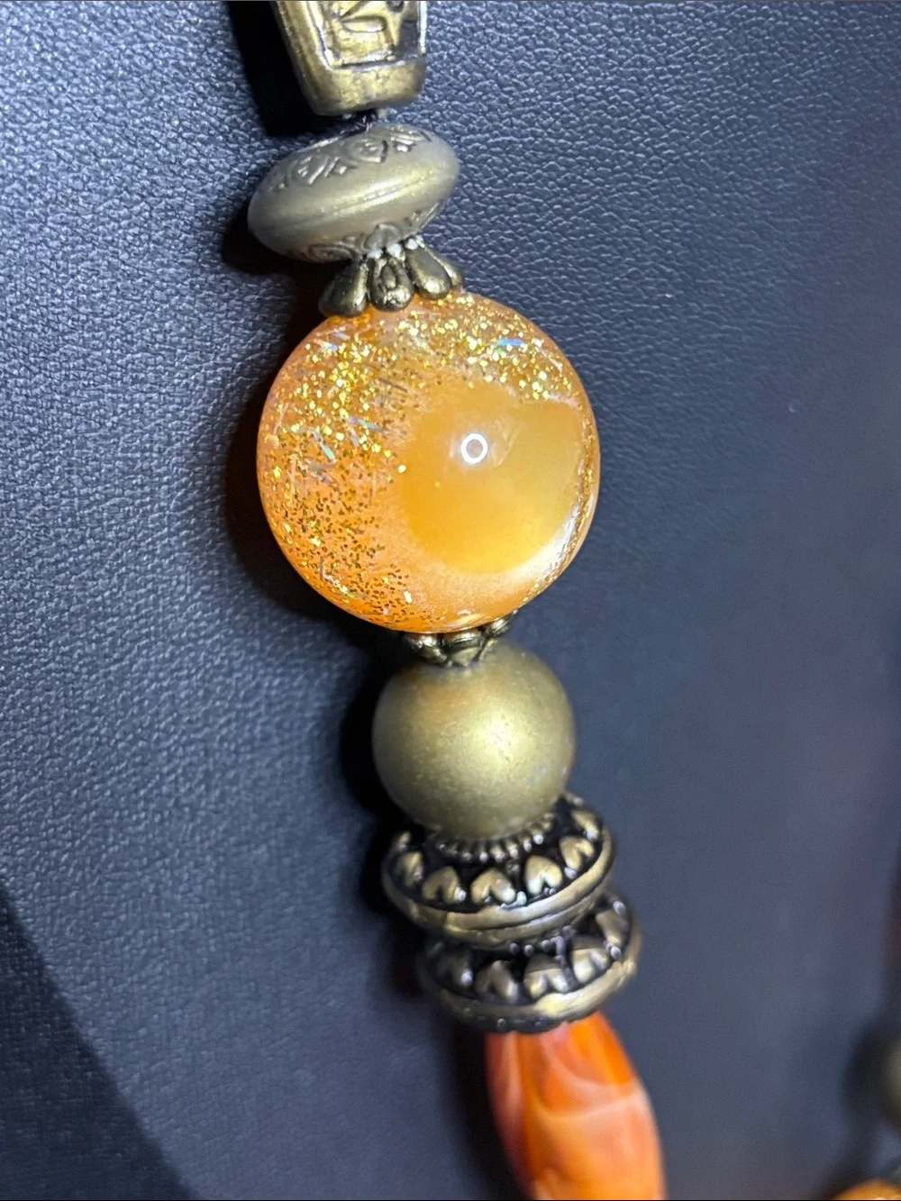 Vintage-Style Chunky Beaded Orange Statement Necklace